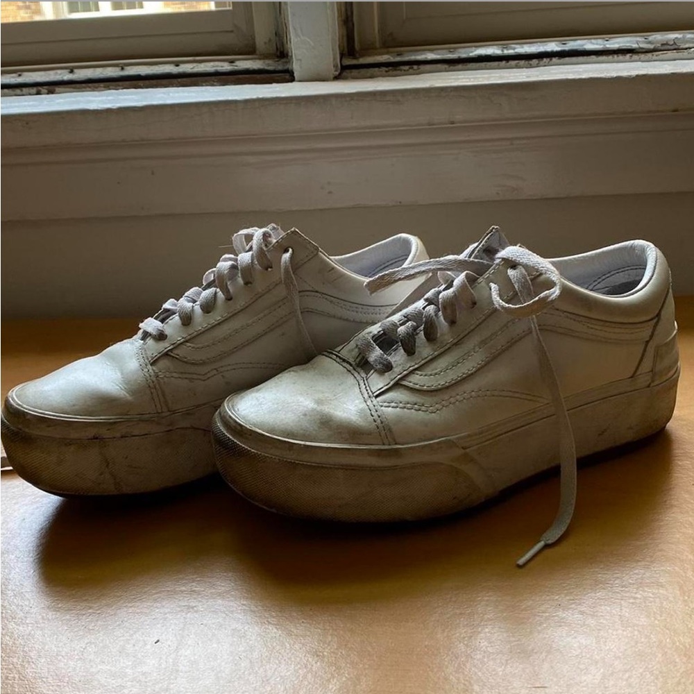 White platform Vans sneakers